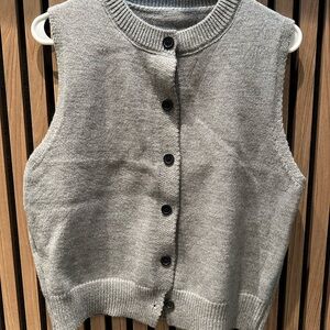 Gray Button-Up Women's Sweater Vest